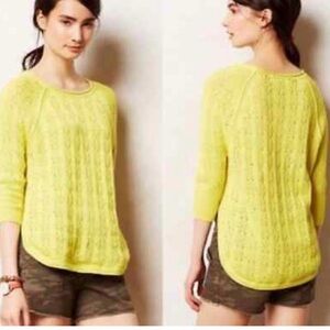 Sparrow by Anthropologie- neon yellow/chartreuse scoop neck sweater - size L